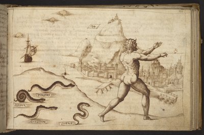 Des serpents poursuivant une figure humaine, de Historia Animalium, 1595 - Italian School
