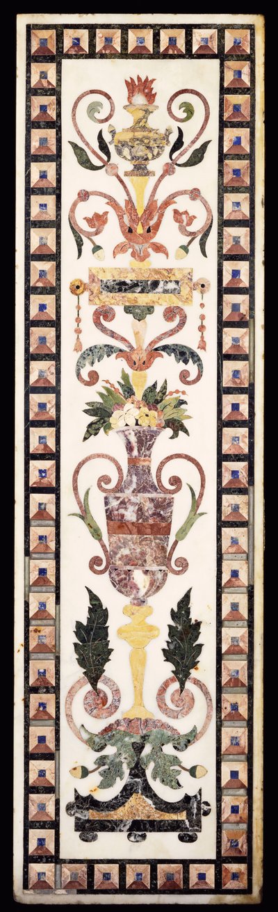 Un panneau de marbre blanc incrusté de pietre dura italien, début du XVIIIe siècle - Italian School