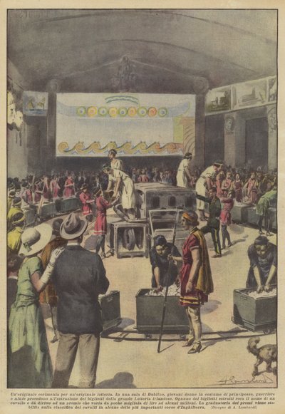 Une cérémonie originale pour une tombola originale (lithographie couleur) - Italian School