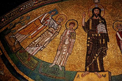 Abside avec Christ, saints et Pape Grégoire IV (mosaïque) - Italian School