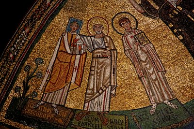 Abside avec saints et Pape Grégoire IV (mosaïque) - Italian School
