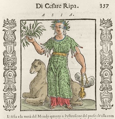 Allégorie asiatique avec un chameau. Gravure de "Iconologia" de Cesare Ripa (vers 1550-1622) - Italian School