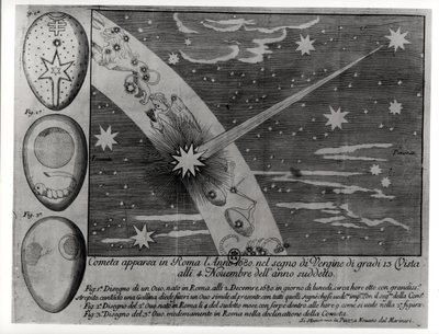 Diagramme astrologique de la comète apparue à Rome pendant la Vierge et restée visible jusqu
