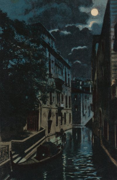 Canal de retour, Venise (lithographie couleur) - Italian School