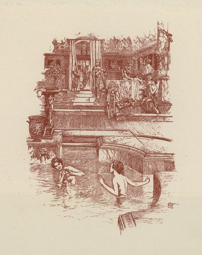 Bain romain (lithographie) - Italian School
