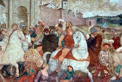 Scène de bataille devant les murs de la ville, vers 1460 - Italian School