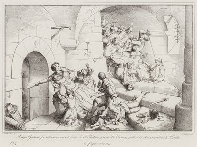 Biagio Giuliani fait sauter le fort de S. Teodoro près de La Canée, plutôt que de se rendre aux Turcs - Italian School