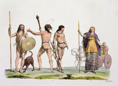 Britons, Caledonians et la reine Boadicée, planche 4 de The History of the Nations - Italian School