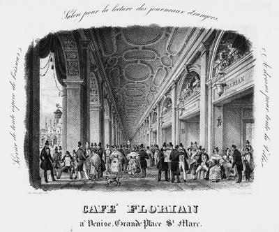 Caffè Florian sur la Piazza San Marco à Venise, gravure, Italie - Italian School