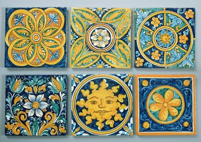 Carreaux en céramique dans le style typique de Caltagirone - Italian School