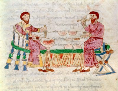 Codex 132 Livre 22 Chap.1 Le Repas, de De Universo par Raban Maur (c.780-856) 1023 - Italian School