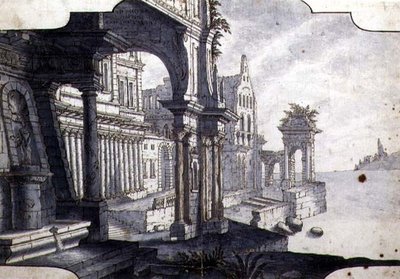 Conception pour un décor de scène, vers 1750 - Italian School