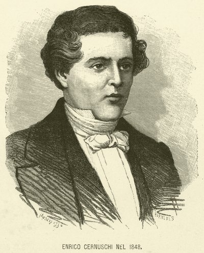 Enrico Cernuschi Nel 1848 (gravure) - Italian School