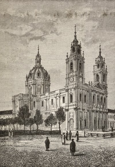 Basilique Estrela, Lisbonne, Portugal, gravure de L