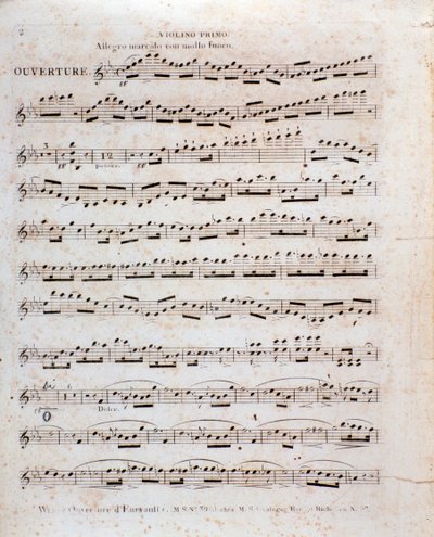 Première page de la partition musicale, pour le violon, de l
