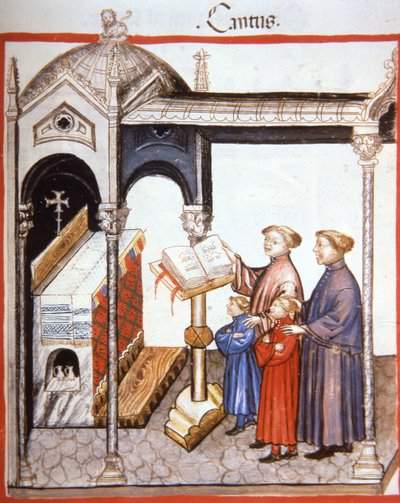 Chant, illustration du Tacuinum Sanitatis Codex Vindobonensis - Italian School
