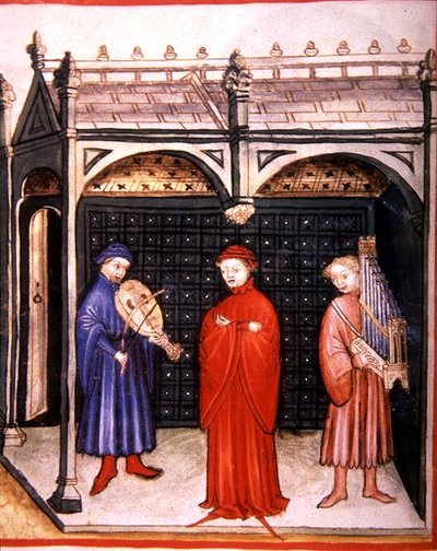 Fol.103v Un chanteur accompagné d