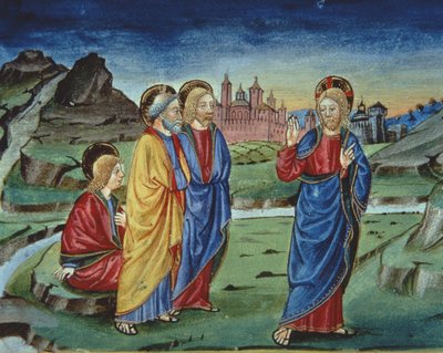 Après la Transfiguration, le Christ dit aux apôtres de ne pas révéler cela avant la Résurrection (détail) - Italian School
