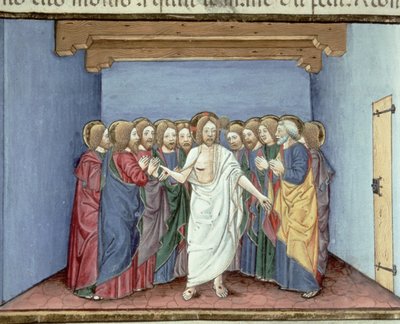 Jésus apparaît aux disciples réunis sous un même toit par peur des juges - Italian School