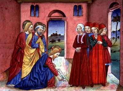 Fol.89r Le Christ écrit sur le sol du temple 