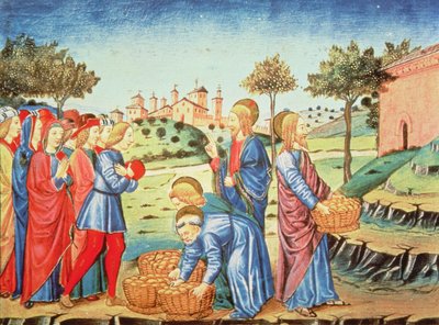 Christ et le miracle des cinq pains et deux poissons - Italian School