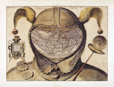Carte du monde en forme de bonnet de fou, c.1590 (gravure) - Italian School