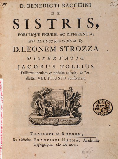 Frontispice de "De sistris" par Benedictus Bacchinius - Italian School