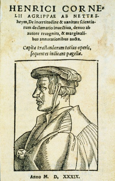 Frontispice de De Incertitudine et Vanitate Scientiarum Declamato Invectiva, par Heinrich Cornelius Agrippa, 1539 - Italian School