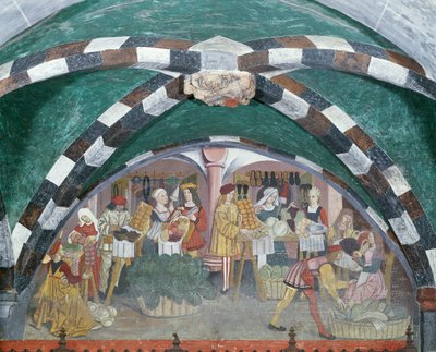 Marché aux fruits et légumes, vers 1500 (fresque) - Italian School