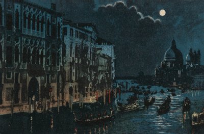 Grand Canal et Salut (lithographie couleur) - Italian School