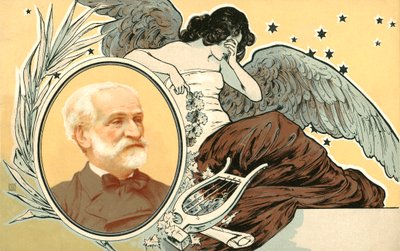 La mort de Guiseppe Verdi (lithographie couleur) - Italian School