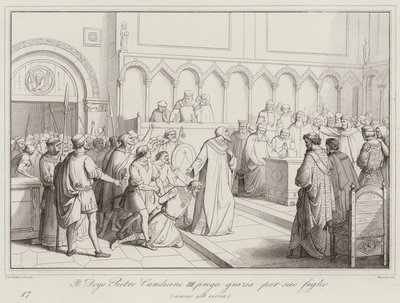 Il Doge Pietro Candiano III prie pour la grâce de son fils, 958 - Italian School