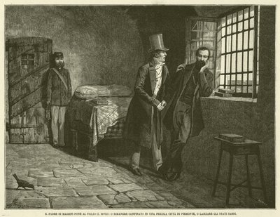 Le Père de Mazzini Pose à Son Fils le Dilemme, Rester Confiné dans une Petite Ville du Piémont, ou Quitter les États Sardes (gravure) - Italian School