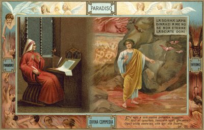 Illustration pour La Divine Comédie de Dante (lithographie couleur) - Italian School