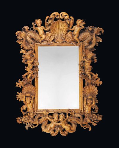Grand miroir en pin sculpté d