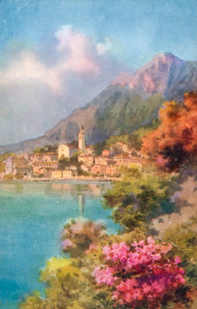 Limone, Lac de Garde, Italie (lithographie couleur) - Italian School