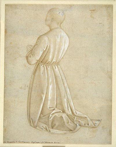 Homme agenouillé en prière, vu de dos - Italian School