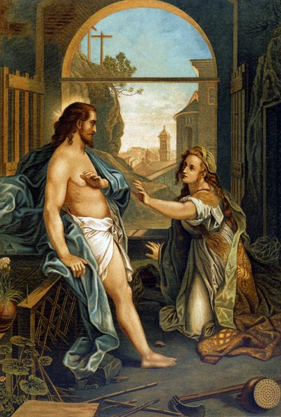 Marie Madeleine assistant à la Passion du Christ dans « Aurea Bibbia classica: storia della rivelazione divina nell