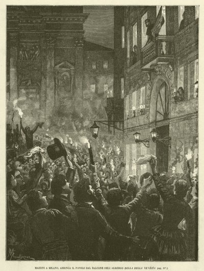 Mazzini à Milan, Harangue le Peuple depuis le Balcon de l