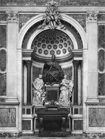 Monument au pape Clément XII avec urne et colonnes en porphyre, du Panthéon - Italian School