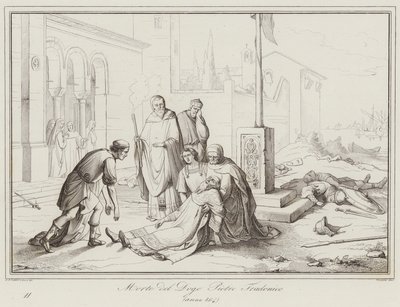 Mort du Doge Pietro Tradonico, 864 (gravure) - Italian School