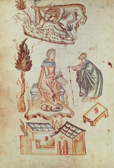 Ms Grec 36 f.187v Consultation médicale en plein air dans l