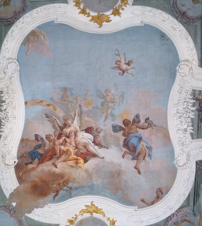 Scène mythologique avec le zodiaque - Italian School