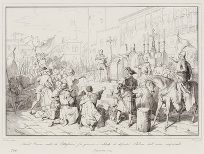 Nicolo Orsino comte de Pitigliano fait jurer aux soldats de défendre Padoue contre les armes impériales - Italian School