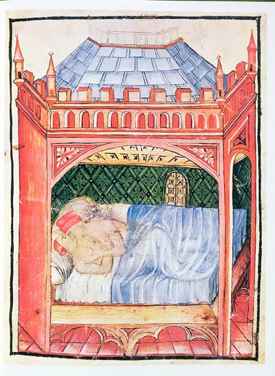 Couple dans un lit, du Tacuinum Sanitatis, c.1390-1400 - Italian School