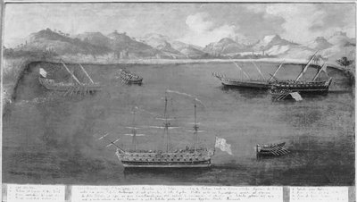 Un des exploits navals du célèbre marin, Mattio Ivanovich da Dobrota, vers 1730 - Italian School