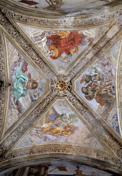 Patriarches Adam, Abraham, Jacob et Noé. 14ème siècle, fresque - Italian School