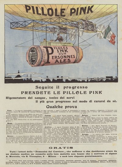 Pilules roses (lithographie couleur) - Italian School