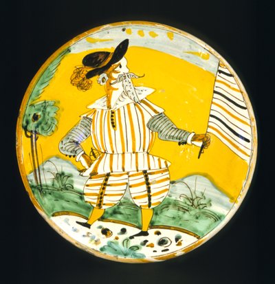 Assiette représentant une figure masculine, Atelier de Monte Lupo - Italian School