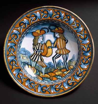 Assiette représentant deux soldats en combat, vers 1520 - Italian School